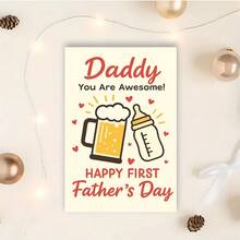 1pcHappy First Fathers Day Card For New Dads Celebrate And Appreciate With A Fun Design Perfect Gift From Partners Family And Friends For Dad On His Special DayEnvelope + Card - Multicolor - View 7