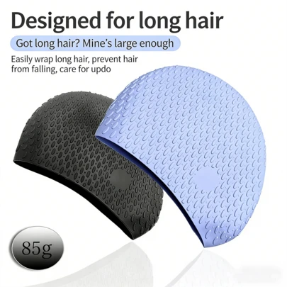 Gorro de natación de silicona impermeable, talla grande, protector de oídos, sin borde, diseño de gota de agua, gorro de natación de unicolor