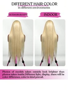 8-34英寸 13x4 高清蕾丝前额发片，200%密度预拔毛蕾丝前额发片，#613 金色直发巴西原生发前额发片，带婴儿发，适合女性日常、派对、圣诞节等场合。 - S613 - 查看 5