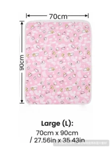 TDHD 1pc Cartoon Print Diamond Velvet Waterproof Breathable Reusable Baby Diaper Changing Pad, Suitable For Daily Care - Pink - View 7
