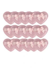 5/10/15/20个装可爱心形蝴蝶结化妆海绵，柔软化妆粉扑，女士适用 - 粉色 - 查看 5