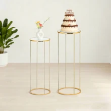 3件套现代简约金色金属花盆架，植物架，不同尺寸（60厘米/80厘米/100厘米），室内种植架，阳台花架，金属花架，派对花架 - 圓形花架 - 查看 7