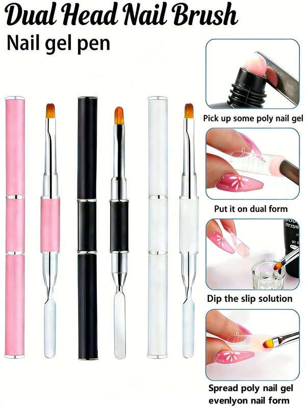 3/2/1pc,Dual-Ended Nail Brush - A Versatile, Fine-Tipped Gel Brush And Nail Art Pen Designed For Creating Intricate Nail Designs, 3D Nail Art, And Applying Polish. An Essential Tool For Nail Art Enthusiasts And Professionals, Ideal For Nail Extension Applications.