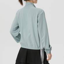Áo khoác chạy bộ dài tay có mũ, khóa kéo, dáng rộng, ba sọc đặc trưng của adidas dành cho nữ. - xanh chanh - Xem 2