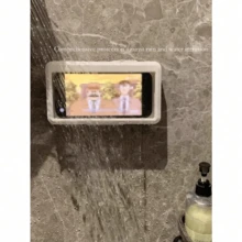 1pc Waterproof Anti-Fog 360° Rotatable Touchable Shower Phone Holder Bracket, Suitable For Bathroom/Kitchen Wall Mount, Compatible With IPhone 14 13 12 11 Pro Max XS XR And Other Phones Under 6.8 Inches - Multicolor - View 4