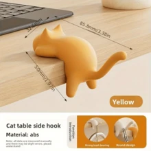 1pc Cute Cat Desk Hook - Adhesive Desktop Storage Organizer, Strong Sticky Animal Hook For Home/Office/Dorm, Plastic Bag Hanger, Space-Saving Decor For Keys, Towels, Bags - Perfect For Students & Cat Lovers, Durable & Functional Accessory - Multicolor - View 12