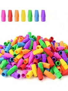 5/10pcs Colorful Pencil Erasers, Pencil Top Eraser Caps, School Supplies, Suitable For Teachers, Back To School Season (Random Colors) - A - View 1