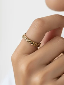 1 chiếc nhẫn bạc cổ điển khắc ký hiệu âm nhạc, thiết kế nhẫn hở cá nhân hóa dành cho nữ. - Bạc - Xem 7