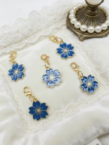 10Pcs Four‑Leaf Clover Fortune Keychain,Lucky Shamrock Charm Keyring.Perfect Gift For Graduation,Wedding,Various Ceremonies And Packaging Decorations. - Blue Cherry Blossoms - View 8