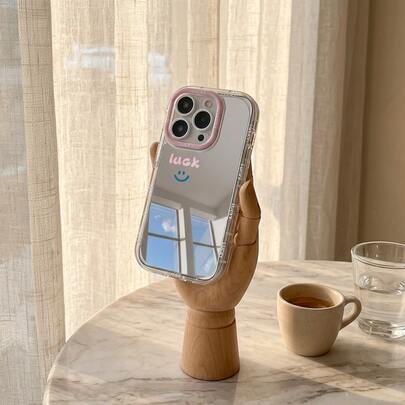 DECOPHONE 幸运镜面手机壳，创意撞色镜片环防摔保护壳，1.5mm双层PC硬壳带透明按键，适用于 16/16 Pro/16 Pro Max/16 Plus/15/14/13/12/11。