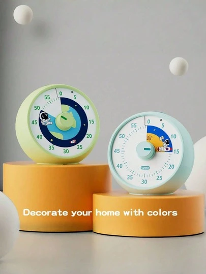 Temporizador visual de 60 minutos, adecuado para el aula, la oficina, la cocina, el escritorio, herramienta de gestión del tiempo para niños, funcionamiento silencioso, temporizador Pomodoro, patrón de planeta