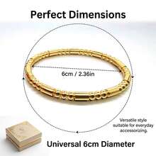 女士不锈钢手镯，双色金银简约弹力手镯，防褪色防水可叠戴日常佩戴派对饰品礼品1件装18K镀金不锈钢手镯 - 1 - 查看 4