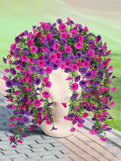 1/2支人造花，人造尤加利牵牛花藤蔓挂饰，抗紫外线绿色植物，75厘米/29.52英寸，适用于婚礼、门廊、客厅、办公室墙面、庭院、书架、家居、周年纪念、毕业典礼、派对、花园、墙面、春夏装饰