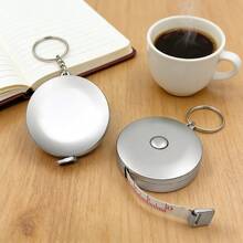 Metallic Soft Ruler, Plastic Soft Ruler, Customized Soft Ruler, Customized Name, Gift Soft Ruler, Personalized Wedding Party Favor Gift, Round Pocket Tape Measure Keychain, Retractable Household Measuring Tape, Easy-To-Read Measuring Tape - Grey - View 5