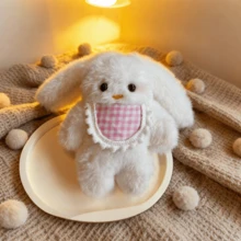 1 chú thỏ tai dài hoạt hình biết kêu, thú nhồi bông dễ thương, yếm thỏ, móc khóa hình trái tim cho bé gái, đồ trang trí treo túi xách, quà tặng sinh nhật - trắng - Xem 1