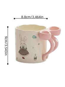 1 pieza Taza de cerámica creativa y linda con lazo 3D pintado a mano con esmalte, taza hecha a mano personalizada, regalo para amigos y novias, adecuada para oficina, hogar, cafetería, pastelería - Multicolor - Ver 2
