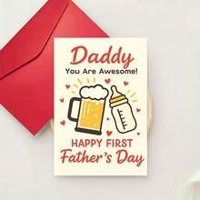 1pcHappy First Fathers Day Card For New Dads Celebrate And Appreciate With A Fun Design Perfect Gift From Partners Family And Friends For Dad On His Special DayEnvelope + Card - Multicolor - View 10