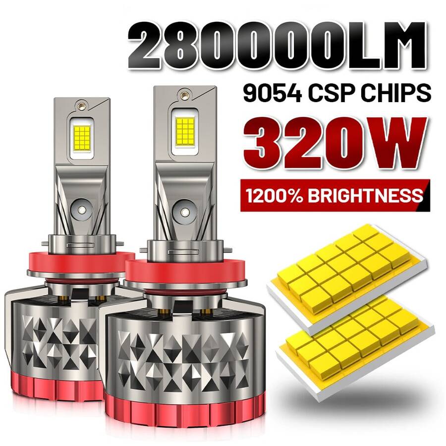HYNBYZJ 2pcs H7 LED Headlight Bulbs H4 H9 H11 H1 H3 9005 HB3 9006 HB4 9012 H13 9008 9007 HB5 CANBUS 6000K Turbo Auto Headlamp Car Lights 12V