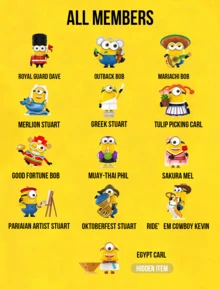 Boîte mystère Berryz World Series Minions POP MART - 12 figurines régulières + 1 figurine cachée, inspirée du thème de l'exploration mondiale, mettant en vedette de mini figurines dans des costumes régionaux, notamment le garde royal Dave, le Bob australien et la Mel aux fleurs de cerisier, fabriquées en vinyle détaillé avec des designs expressifs, idéal pour les fans de Minions, les collectionneurs de boîtes mystères, les voyageurs du monde et les chercheurs de cadeaux, parfait pour les anniversaires, les fêtes ou les collections - Multicolore - Voir 2