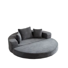 A Versatile Two-In-One Sofa Bed, Ideal For Small Spaces, That Can Be Used As Both A Semi-Circular Sofa And A Round Chaise Longue. The Armrests Feature Fabric Pockets. - Grey - View 12