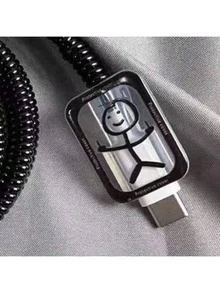 5pcs/Set Funny Line Pattern Cable Protector, Suitable For IPhone 18-20W Charger Adapter, Prevent Cable Breakage - Black - View 2