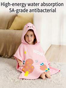 1 chiếc áo choàng tắm có mũ hình hoạt hình cho bé, áo choàng đi biển cho trẻ em, áo choàng che phủ bãi biển bằng sợi siêu mềm mại, nhiều màu sắc, nhanh khô và thấm hút tốt, khăn tắm tiện lợi khi thay đồ, có thể giặt máy, không phai màu và không bị rụng lông. - 1 chiếc áo choàng tắm hoạt hình cho bé - Xem 7