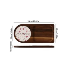 1 pieza Bandeja de fotografía creativa de postres, plato individual para merienda de té de la tarde, bandeja de exhibición de pan de madera de acacia - Marrón - Ver 10