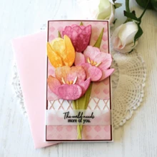 Tulip Set Floral Metal Cutting Dies, Leaf Plant Wedding Cutting Molds, Templates, DIY Handmade Cards, DIY Pressed Flower Card Making, Photo Decoration Paper Molds, Scrapbooking Etc. - Silver - View 2