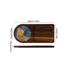 1 pieza Bandeja de fotografía creativa de postres, plato individual para merienda de té de la tarde, bandeja de exhibición de pan de madera de acacia - Marrón - Ver 9