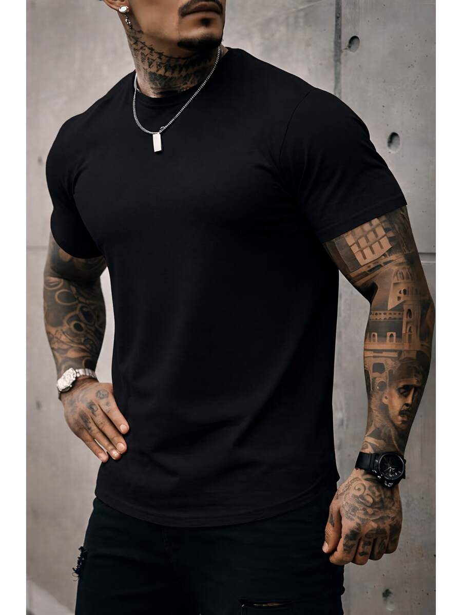 Men's Basic Crew Neck T-Shirt, Premium Cotton, 20 Color Options To Choose From - SVART KAMERA - Visa 1