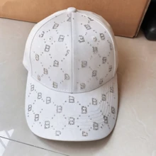 Luxury Rhinestone Letter "B" Visor Cap, Versatile Casual Sun Protection Hat, Adjustable Unisex, Holiday Gift - A - View 15
