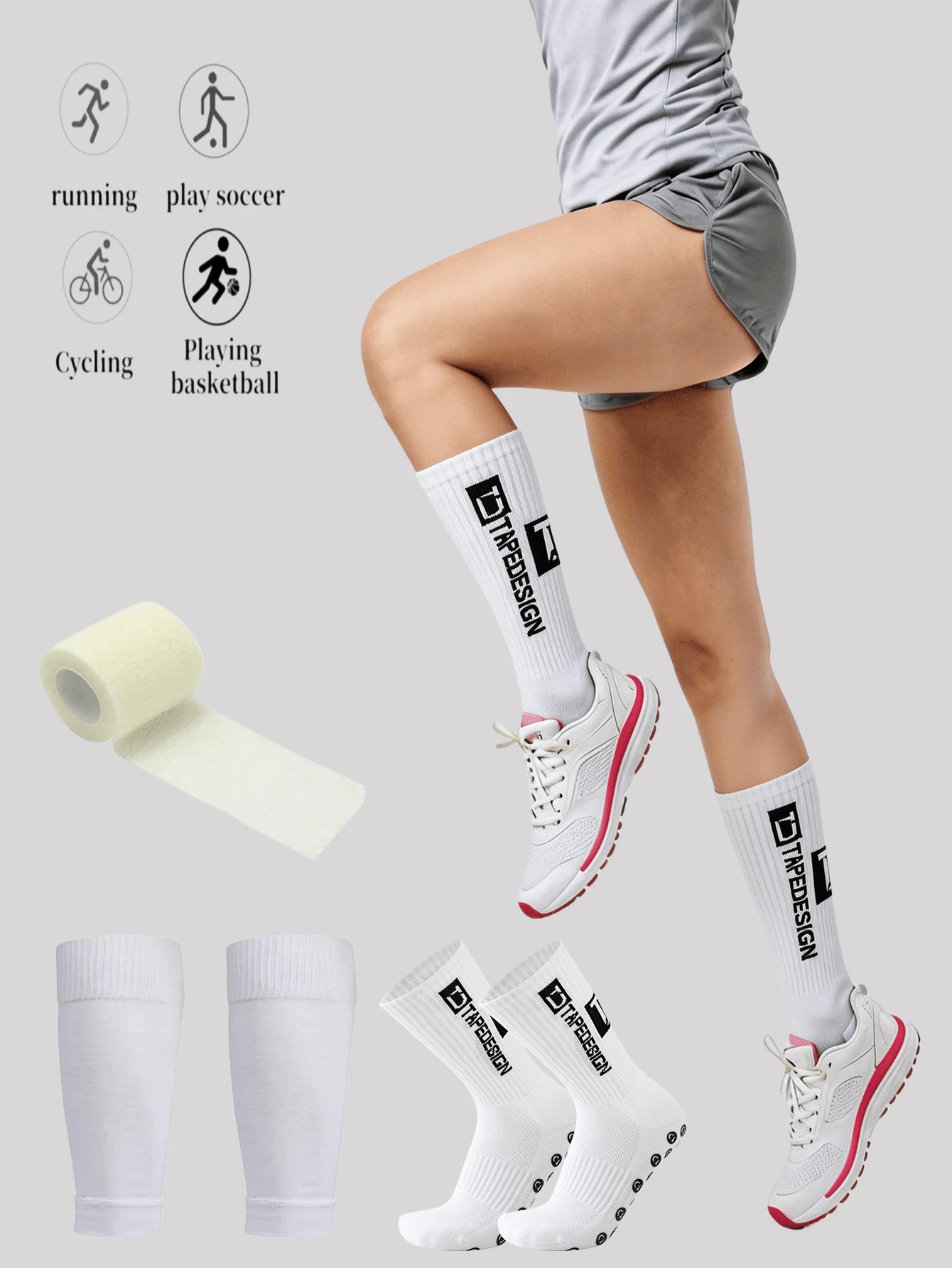 Bộ dụng cụ bóng đá 3 món (Tất bóng đá/Bảo vệ ống chân/Miếng đệm bảo vệ ống chân/Túi đựng/Phụ kiện), Trang bị đầy đủ để thể hiện sức mạnh độc đáo của bạn trên sân cỏ. - Nhiều màu - Xem 1