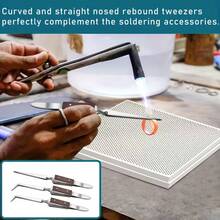 KLONKEE 2/3pcs Soldering Tweezers Set, Soldering Tweezers/Soldering Board Tool Set, Desktop Bent Nose/Pointed Nose Spring Clamp, Cross Lock Soldering Tweezers, Jewelry Tweezers With 360° Rotating Base For Jewelry Making, Soldering And Repair - Multicolor - View 8