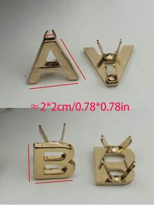 Nhãn chữ cái trang trí túi xách, kích thước 3/4" (16-18mm), lựa chọn từ 26 chữ cái kim loại để trang trí, đinh tán chữ cái kim loại, vật liệu thủ công DIY và trang trí da, phụ kiện thay thế cho túi xách, quần áo (như áo khoác, quần jean), giày dép, thắt lưng hoặc vòng cổ thú cưng. - Nhiều màu - Xem 10