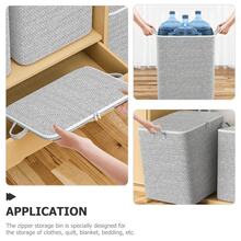 1pc Large Capacity Gray Zipper Storage Bag, Upgraded Clothes Organizer Bag, Toy Storage Bag, Moving Packing Bag, Classic Miscellaneous Storage Bag, Fishbone Pattern Storage Bag, Dual-Way Metal Zipper, Sturdy Handle, Soft Fabric, Precise Zipper, Suitable For Home Miscellaneous Storage, Clothing Organization - Grey - View 8