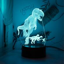 1个恐龙系列LED氛围灯，7色USB供电，触摸控制，现代风格，塑料材质，适用于卧室、书房、办公桌、酒吧装饰 - 彩色 - 查看 5