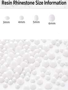 2000pcs 3-6mm White Flat Bottom Resin Rhinestones, Round Crystal Gems Suitable For Accessory, Shoes, Clothing, Cosmetics, Bag Decoration - White - View 3