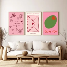 Bộ 3 tranh trang trí phòng ngủ, tranh poster phòng khách, tranh nghệ thuật treo tường thời trang và lãng mạn, tranh trang trí tường màu hồng đẹp mắt, tranh trang trí họa tiết ô liu hồng, trang trí ký túc xá, phù hợp cho trang trí nhà cửa, trang trí phòng ngủ, trang trí phòng khách, trang trí phòng tắm, trang trí tường, tranh treo tường có khung tùy chọn. - A - Xem 6