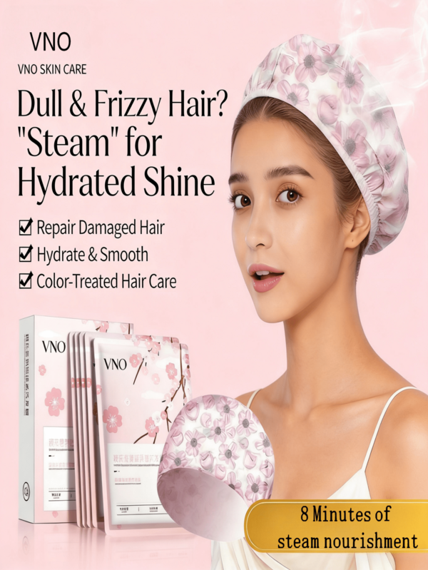 3 قطع قبعة استحمام/قناع شعر بالبخار، لترطيب الشعر الجاف، تنعيم الشعر بدون بخار، لاستخدام المنزل والمكياج والحمام والنوم