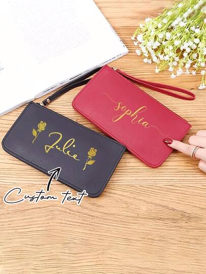 1pc Customized Personalized Women Wallet, Elegant Card Holder, Portable Clutch Bag, Wedding Gift For Friends, Customized Fashion Wallet