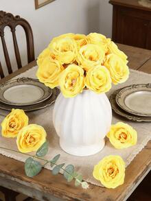 Hoa hồng giả màu vàng, hoa hồng cao cấp trông như thật, thích hợp để trang trí nhà cửa, phòng ngủ, bàn ăn, đám cưới, bó hoa cưới, vòng hoa đeo tay, cắm hoa. Áp dụng cho nhà cửa, nhà hàng, phòng ngủ, tự làm bình hoa, bó hoa cưới, trang trí bàn, tiệc cưới, trang trí ngày Valentine, tiệc mừng em bé, trang trí nhà cửa, v.v. - Màu vàng - Xem 7