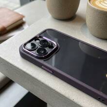 DECOPHONE Premium Metal Lens Rim Purple Frame Transparent Phone Case, Minimalist Shockproof Acrylic Protective Cover, Unisex, Suitable For IPhone 16/15/14/13/12 Pro Max Series - Purple - View 5