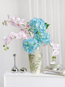 Conjunto de 6 flores artificiais de hortênsia e orquídea, ideais para decoração de parede, sala de estar, quarto, casamentos, festas, mesas, escritórios, jardins e áreas externas. Perfeitas para primavera, verão, outono e inverno. - Multicolorido - Ver 6
