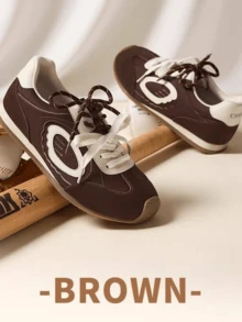 CAMEL CROWN Giày thể thao nữ kiểu retro và giày tập luyện thường ngày cho đầu mùa xuân. - Nâu và trắng - Xem 3