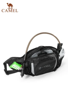 CAMEL CROWN Bolsa de cintura para deportes al aire libre, bolsa de pecho casual multifuncional, bolsa de hombro, bolsa cruzada, mochila práctica de múltiples secciones. - Fantasma negro - Ver 2