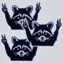 1 pieza/3 piezas Parche bordado con diseño de mapache de dibujos animados, accesorio de ropa, parche bordado para coser y planchar en ropa, pantalones, prendas, zapatos, bolsos, decoración, reparador de agujeros - B-negro - Ver 8