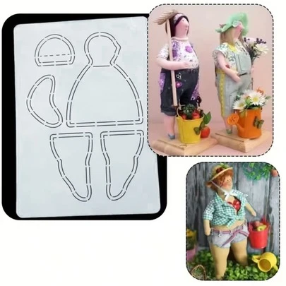 1pc Handmade Sewing Pattern Template, DIY Doll Making Pattern For Women, White PET Tracing Diagram Patchwork Tool, Washable And Reusable, Handcraft Sewing Template