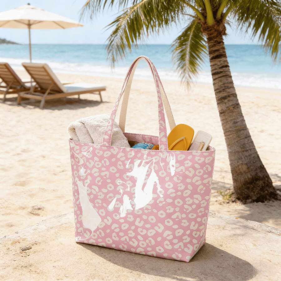 Women's Beach Bag, Towel, Toiletry Organizer Tote Bag, Shoulder Handbag, Ideal For Daily Swimming Pool And Travel, Essential For Home And Vacation - Multicolor - View 1