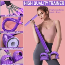 Foot Pedal Resistance Band, Adjustable Pedal Ankle Puller Resistance Band With Handle, Multifunction Home Gym Equipment, Stirrup Puller For Men Women For Full Body Exercise - Purple - View 2