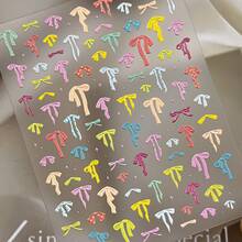 1张3D立体蝴蝶结美甲贴纸，粉彩彩虹色蝴蝶结自粘美甲贴，可爱丝带设计，DIY美甲装饰，适用于美甲沙龙和家庭使用，易于粘贴，持久耐用，适用于亚克力指甲的美甲用品，美甲贴片，美甲技巧 - 彩色 - 查看 11